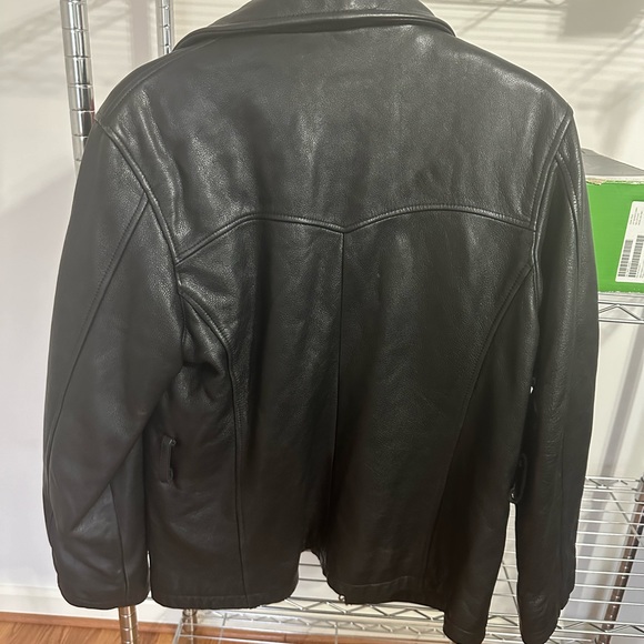 Vintage Tannery West Black Leather Moto Jacket Size M Biker - Picture 5 of 5